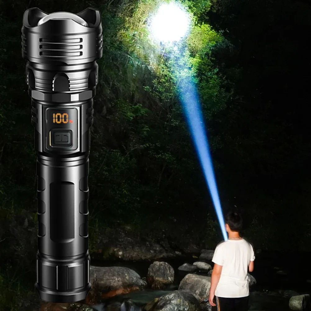 Powerful LED Flashlight USB Rechargeable Strong Light Long Range Flashlights Zoom Outdoor Tactical Torch Hunting Fishing Lantern