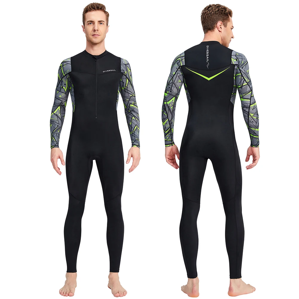 Men Diving Suit Long Sleeve Sunscreen Diving Protection Clothes Cold Proof with Zipper Elastic Breathable Water Sports Equipment