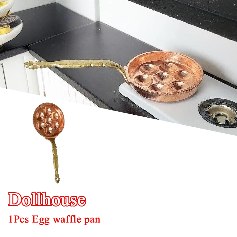 Maison de poupée, Mini poêle à gaufres aux œufs, Simulation de maison, ustensiles de cuisine, décoration, accessoires de maison de poupées, jouet de jeu, 1/12