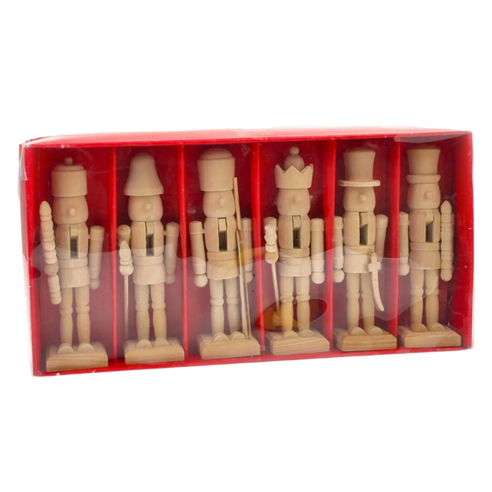6 Pieces Wood Nutcracker Figurines Unfinished Wood Nutcracker Ornaments Puppet Toy 12.5cm DIY Unpainted Doll for Table Decor