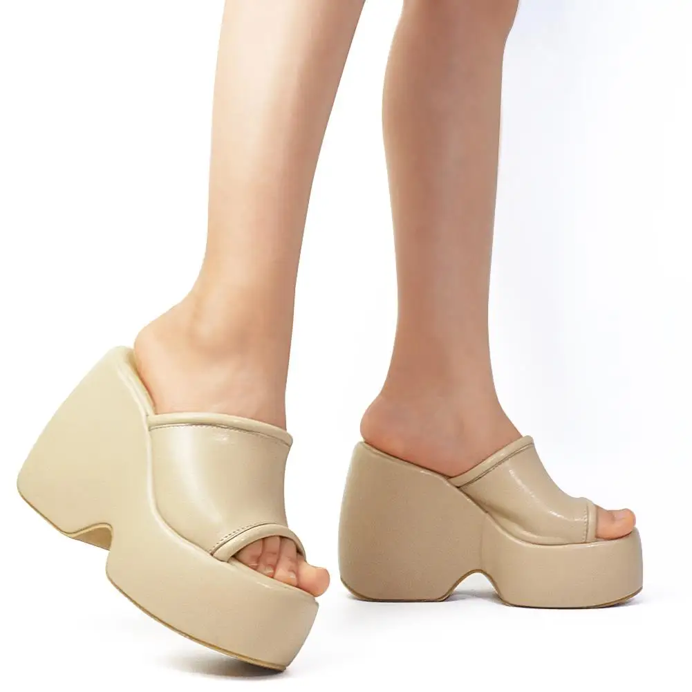 Brand Design Female Peep Toe Platform Slippers Fashion Wedges High Heels Summer women's Slippers Casual Party Sandal Shoes Woman