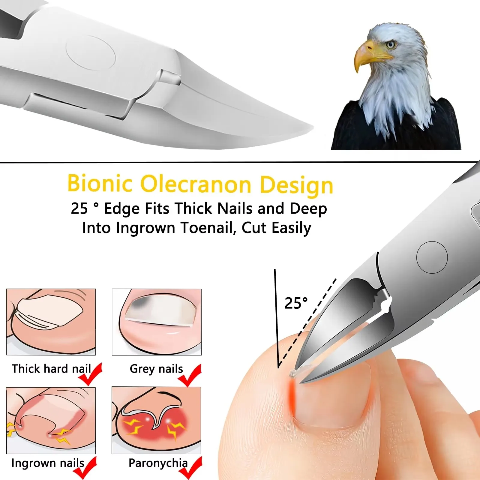 1/2/3pcs Professional Heavy Duty Nail Care Tools for Ingrown and Toenails Classic Handle Ergonomic Stainless Steel Nail Clippers