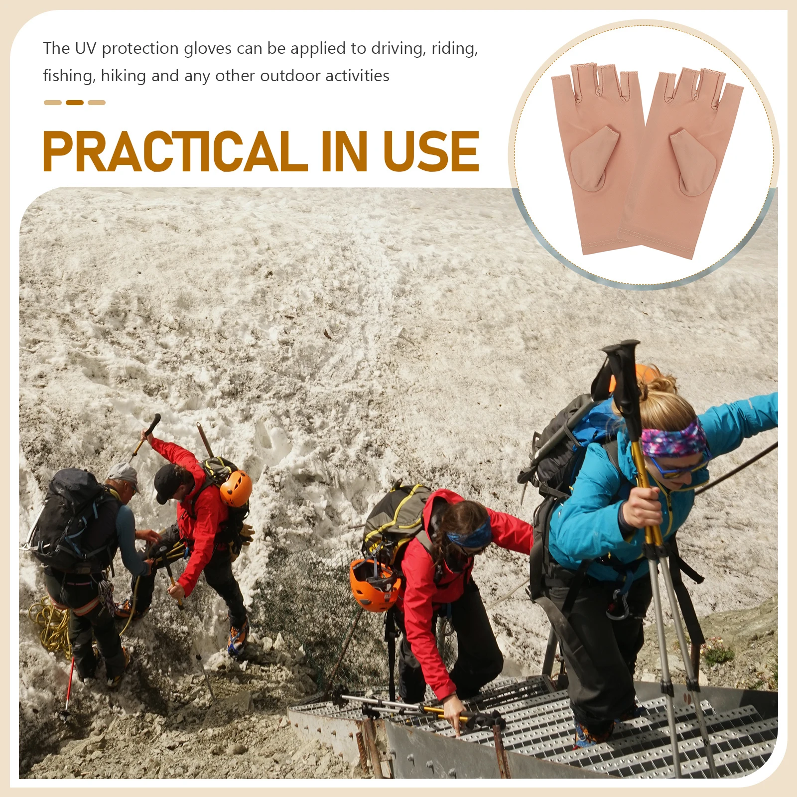 

1Pair Ice Silk Quick-Dry Uv Proof Driving Gloves Sunscreen Half Finger Gloves Beige Size M Breathable Non-Slip