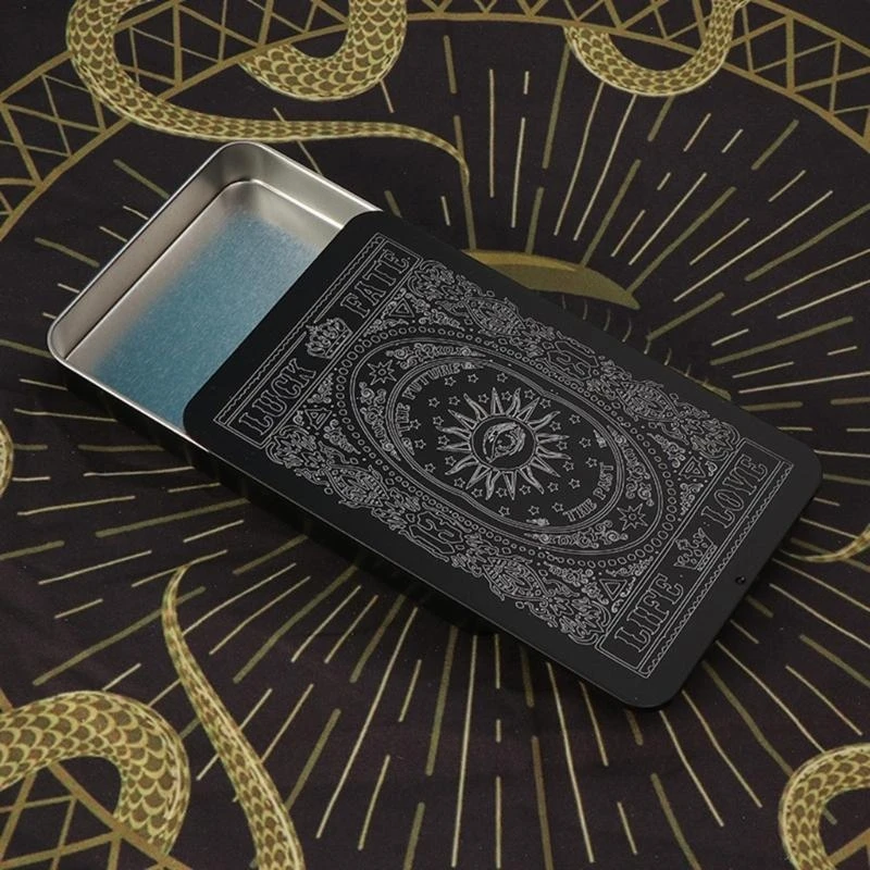 Q39E Playing Card Box Trading Card Case Tarot Storage Can Card Organizers Card Case Empty Metal Storage Box for Gaming Cards