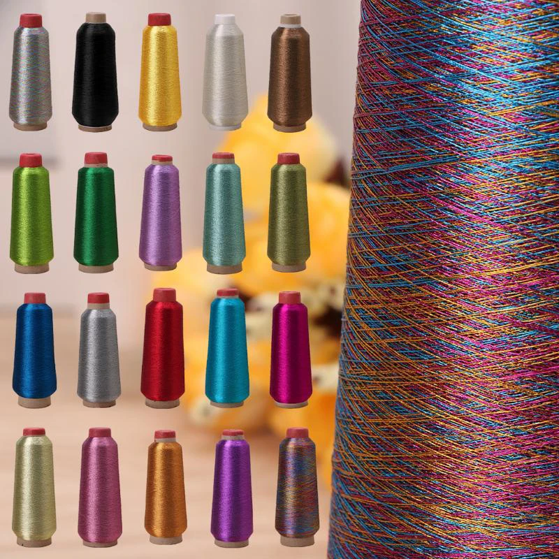 3600m/roll Polyester Embroidery Thread Knitting Yarn Metallic Yarn Bright Silk Gold Silver Thread DIY Manual Cross Stitch Sewing