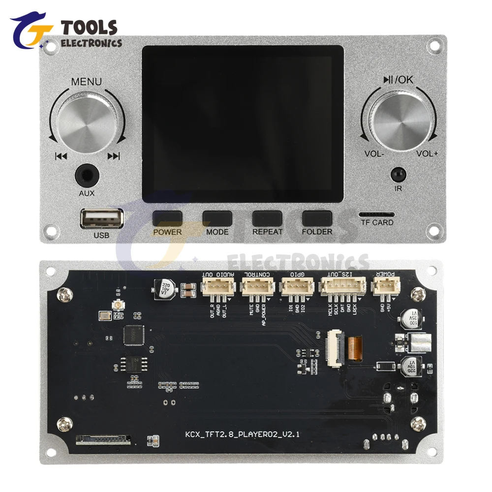 2,8-дюймовый цветной TFT-экран, модуль платы декодирования звука без потерь, поддержка I2S, цифровой аудиовыходной плеер, TF, USB-вызов