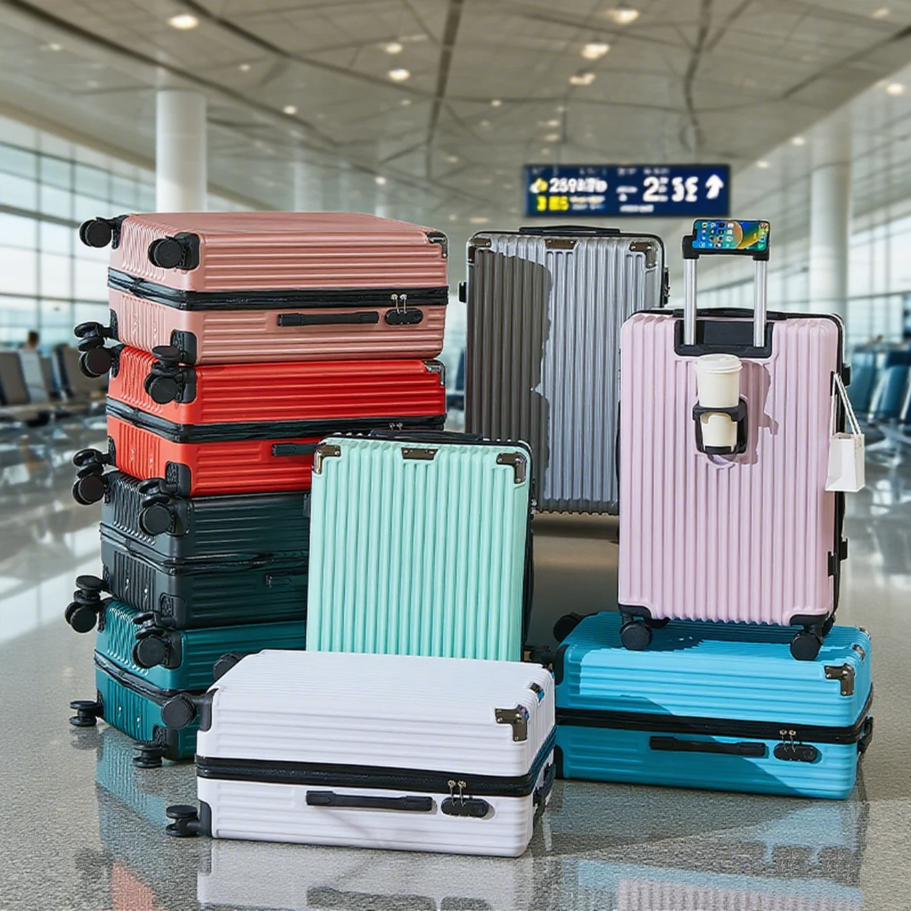 حقيبة سفر للأمتعة مقاس 20-26 بوصة مع حامل أكواب وحامل هاتف بسعة كبيرة وحقيبة متوسطة الحجم لحقيبة السفر #6