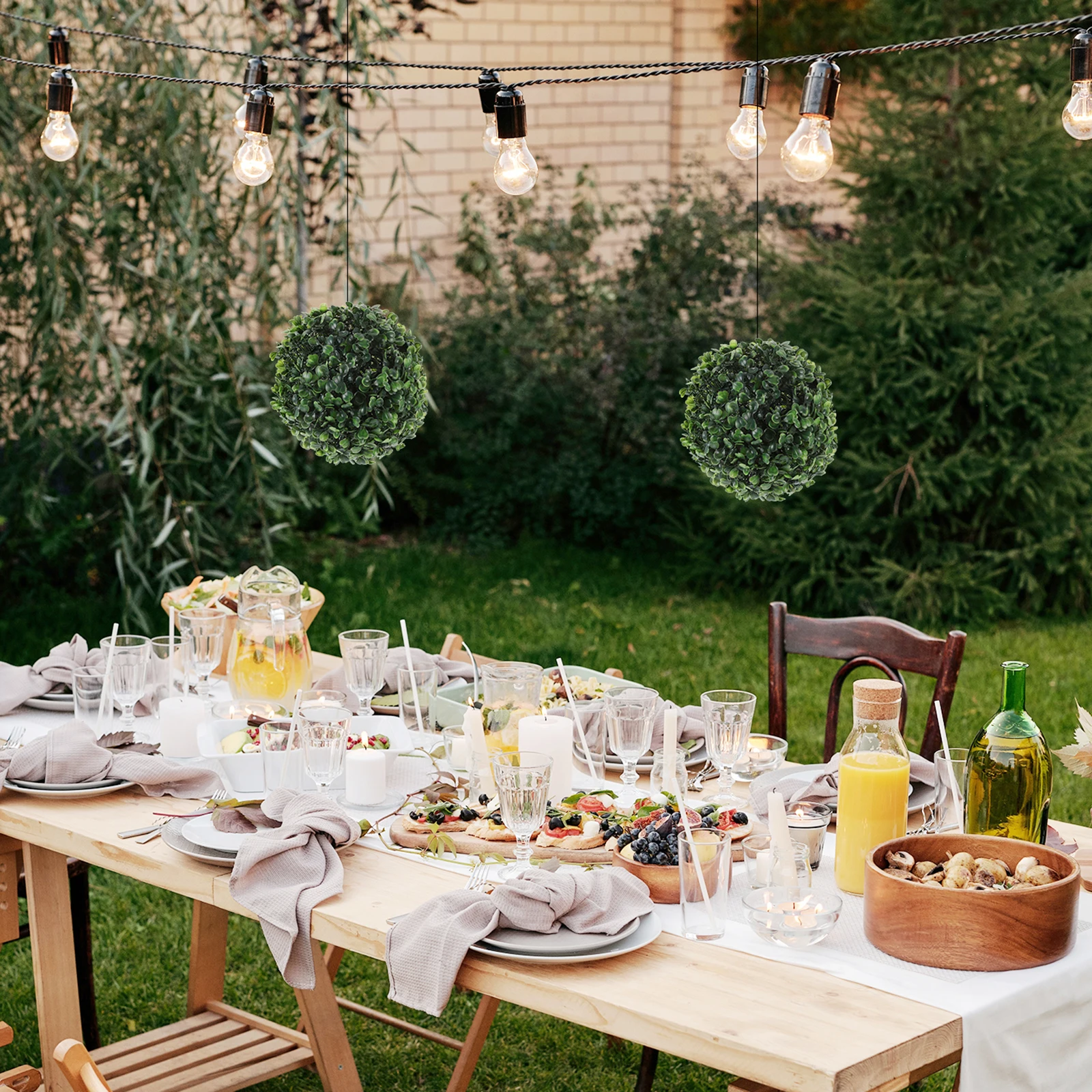 

Hanging Grass Ball Decorative Topiary Plant Artificial Simulation Green Leaf Pendant For Home Restaurant Indoor Outdoor