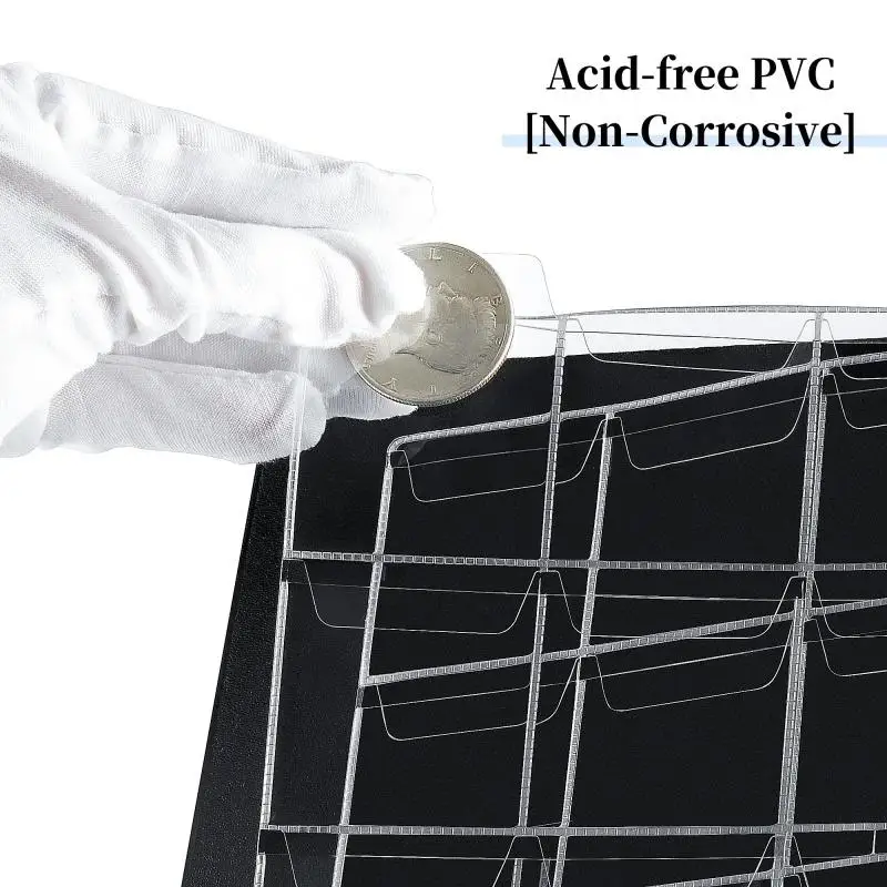 120Pockets Artificial PU Leather Coins Collection Album Book Collecting Money Organizer Storage Bags PVC Film image 5
