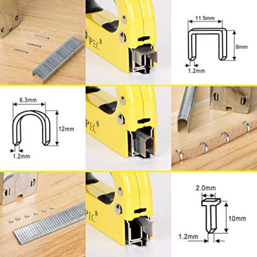 布張り用ステープルガン 3 in 1 ヘビーデューティー ステープルガン 家庭用 900個のステープル付き 手動ブラッドライラー 固定材用パワー C
