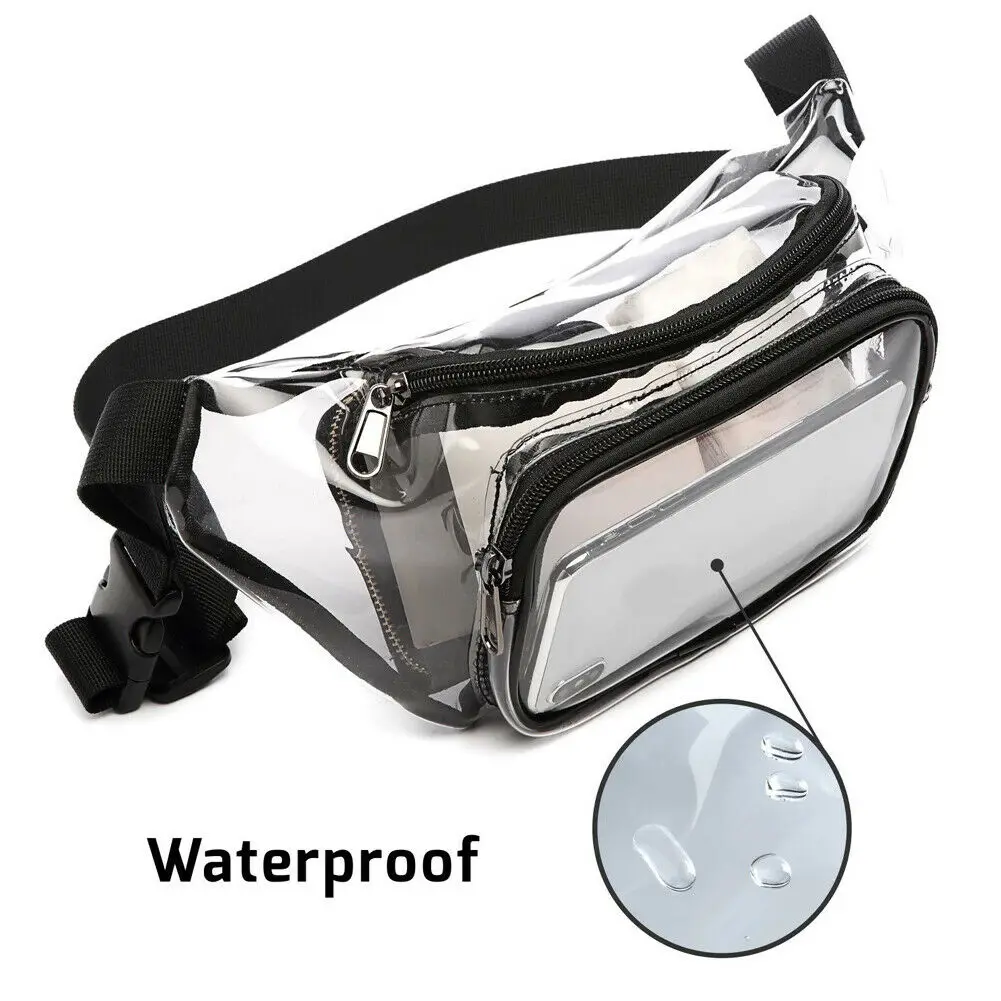 PVC Women Waist Fanny Pack Belt Bag Hip Bum Bag Clear Transparent Chest Pouch