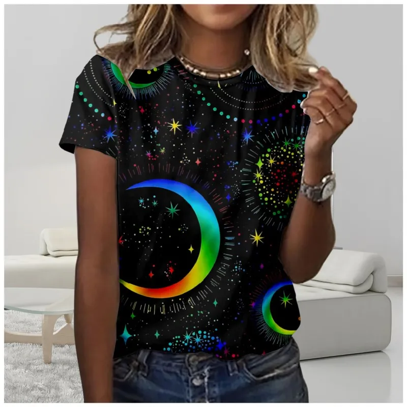 

Women's Tops Starry Space Women's Short Sleeves Summer Travel Goth Casual Women's Regular Short Sleeve T-Shirts y2k