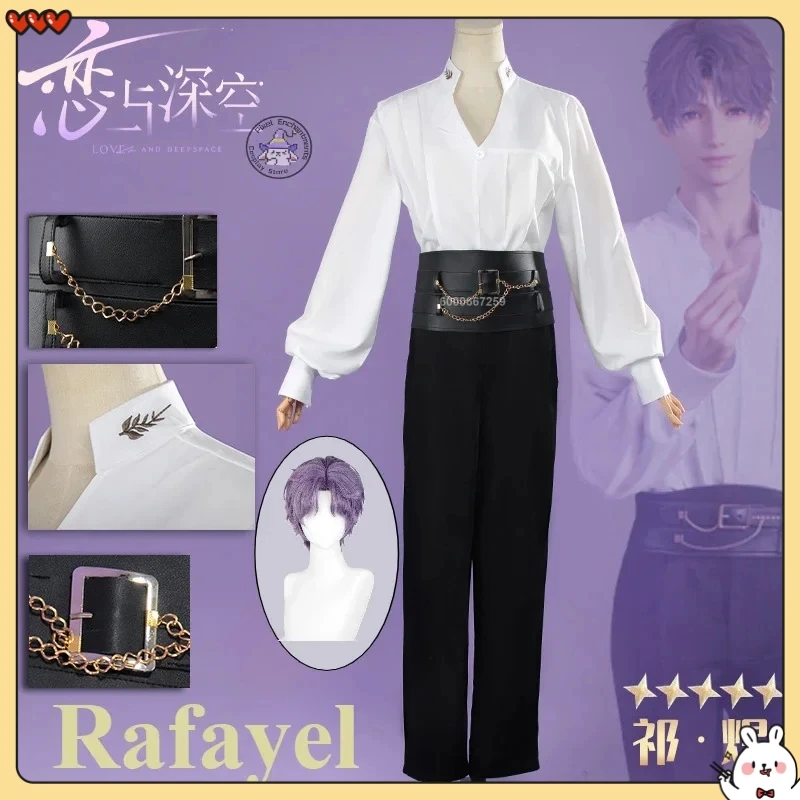 

Rafayel Game Love and Deep Space Cosplay Costume Men Whitesand Phantom Wig Uniform Performance Halloween Rafayel Party Outfit