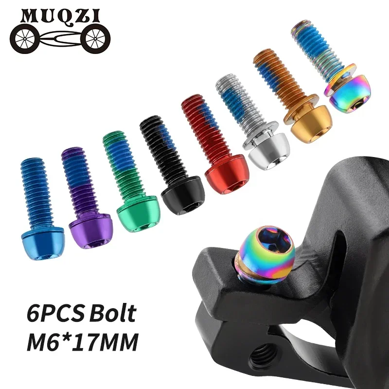 MUQZI 6pcs M6x17mm Disc Brake Caliper Bolts Bicycle Crank Arm Fixing Bolts M6 Stem Screws