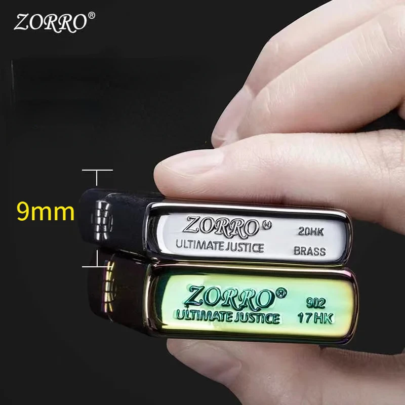 New Original ZORRO Kerosene Lighter Retro Creative Pure Copper Shell Windproof Brass Cigarette Gasoline Engine Smoking Gift Box