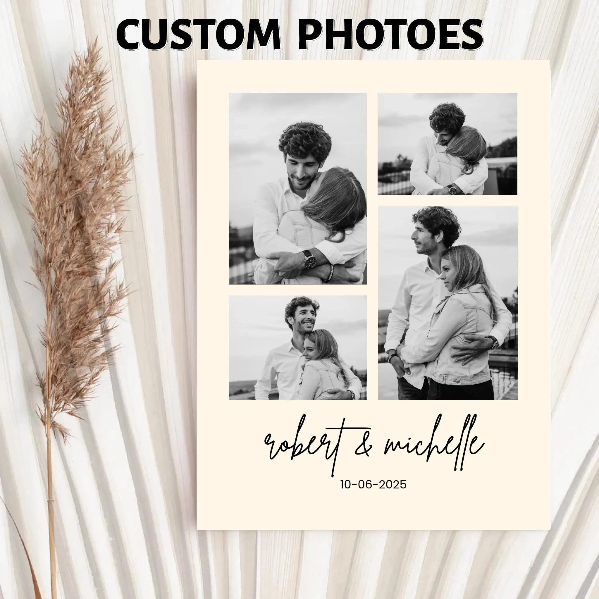 Customized Couple Posters Personalized Name And Date Wedding Photo Collage Print: Modern Couple Keepsake Valentine's Day Gifts