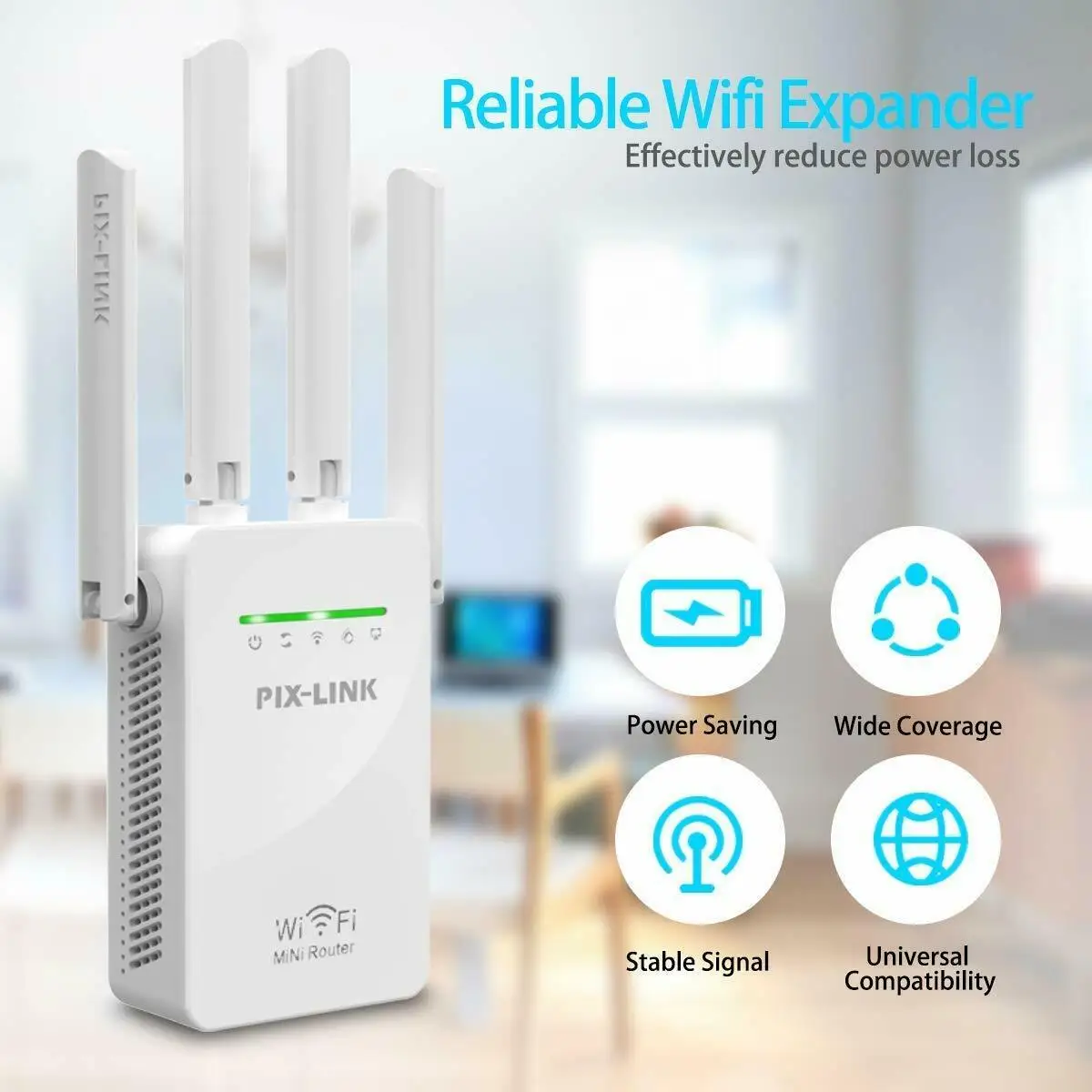 

PIX-LINK WR09Q 300M WiFi-репитер, беспроводной маршрутизатор, 4 внешние антенны, усилитель сигнала 2.4G, расширитель диапазона, режим AP, вилка EU/US/UK