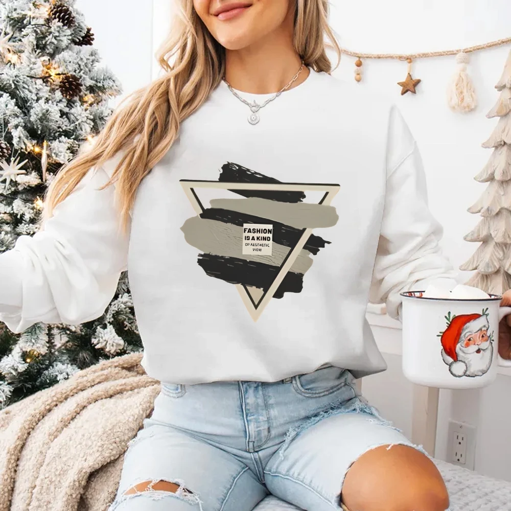 Geometrisches Pinselstrich-Sweatshirt, künstlerischer Musterdruck, lässig, locker, langärmelig, schick, trendig, modisch, Stoff-Pick-Tops