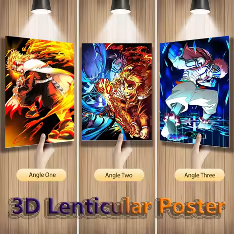 Anime Demon Slayer Rengoku Akaza 3D Motion Lenticular Poster For Room Decor Art Print(Without Frame)