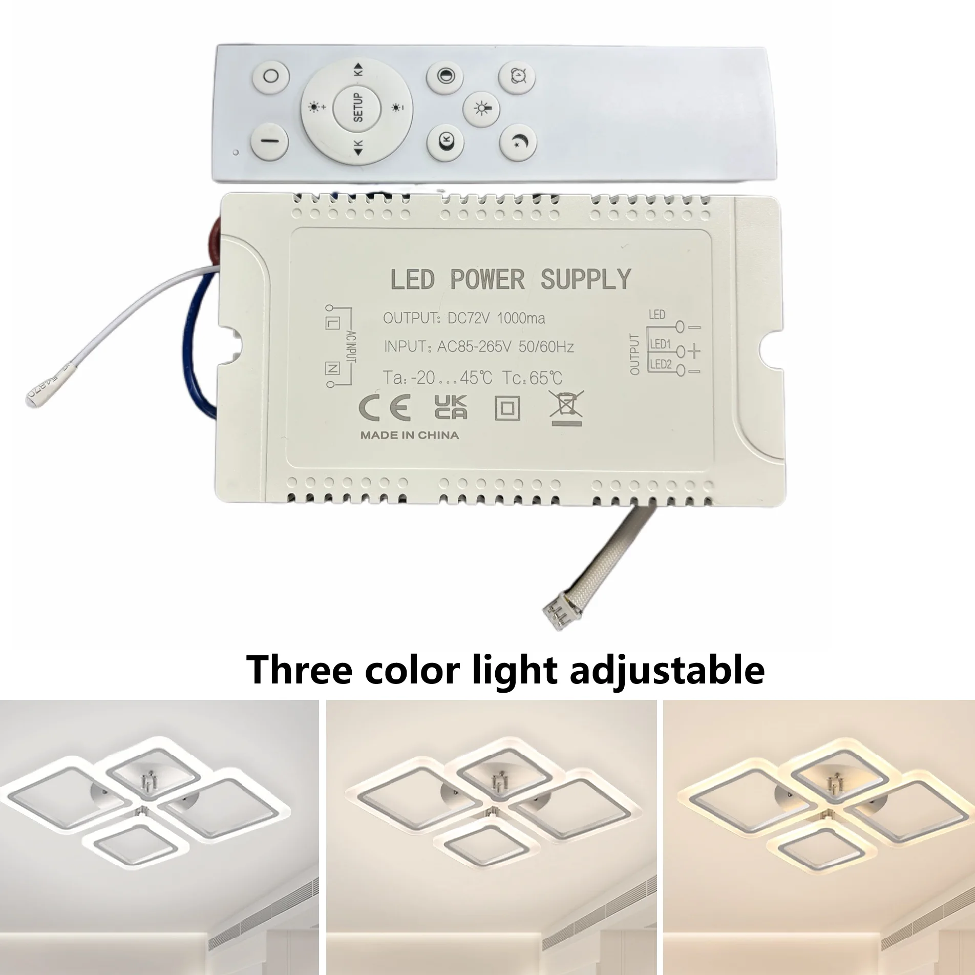 IRALAN Transformator 500mA/800mA/1000mA für quadratische Deckenleuchten, LED-Treiber, einfach zu installierender Dimmregler für Zuhause, AC 85-265V