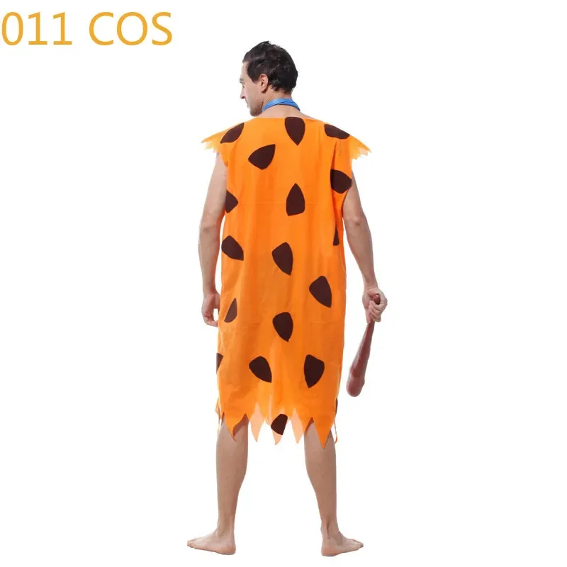 Fred Cosplay Anime Flintstones Costumes Adult Kid Primitive Savages Costume Orange Colthing Carnival Party Halloween