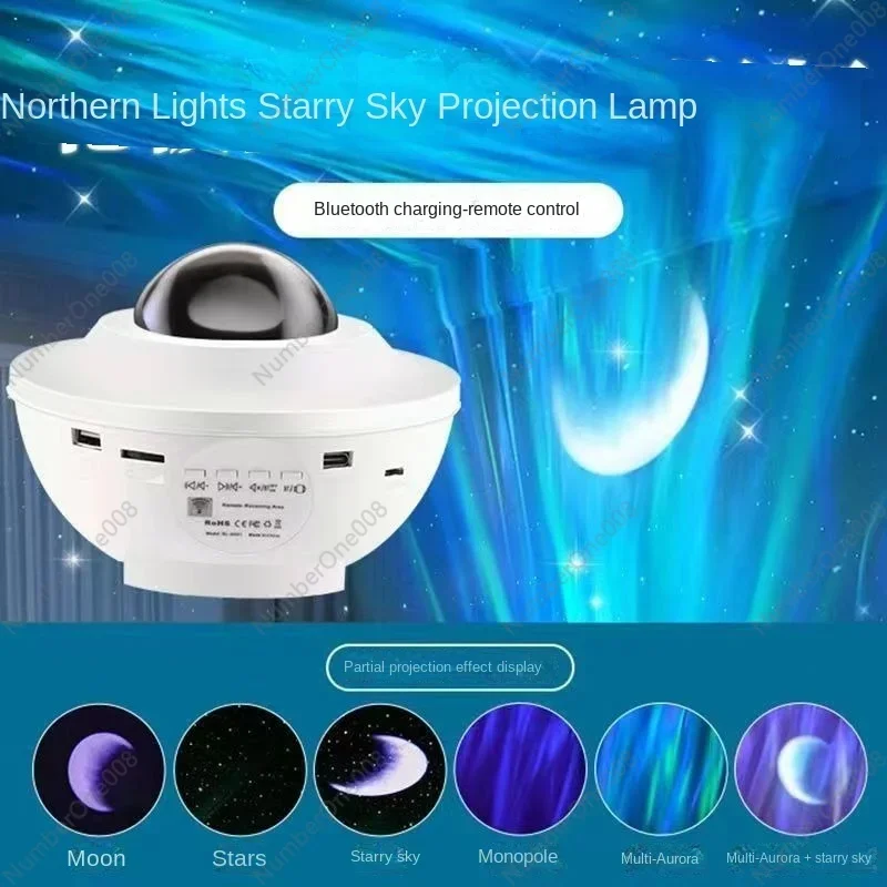 Moon Dream Northern Projection Starry Sky Water Pattern  Laser  Full Sky Bluetooth Music Atmosphere Small Night