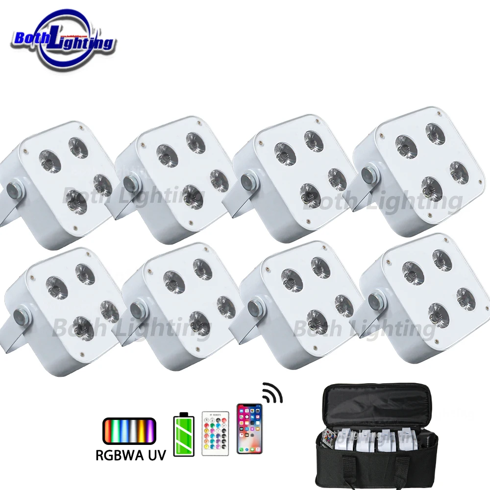 Bothlighting 8pcs IR4 mini uplights 4X12W Spotlight 4 LED Hex Up-lights with Wireless DMX&IR Remote