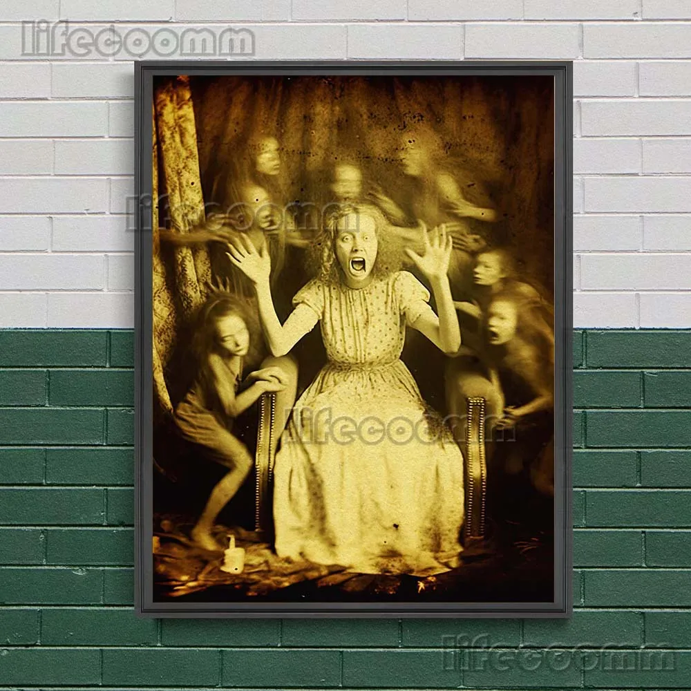 Creepy Nun Photo, Black And White Satanic Vintage Wall Art Canvas Painting Macabre Surreal Art Poster And Print Home Decoration