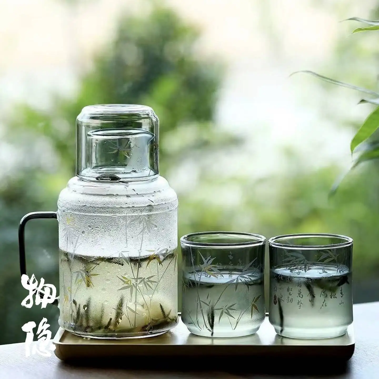 Wuyintang glass Retro Set High Temperature Resistant Household Cold Water Kettle Master Cup With Tray