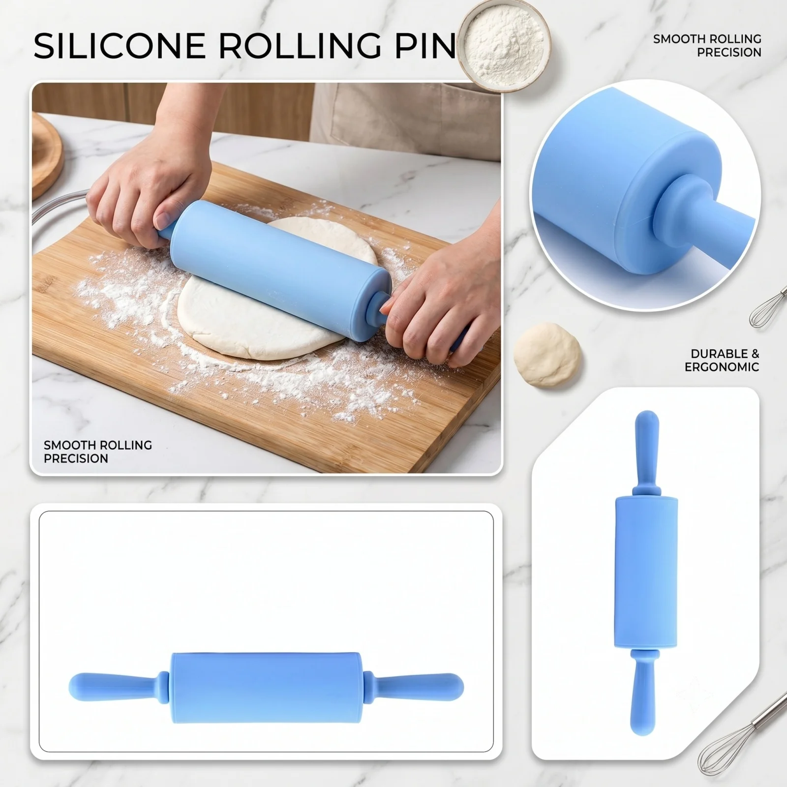 Silicone Rolling Pin Portable - огляд і ціна Kitchen Roll Baking