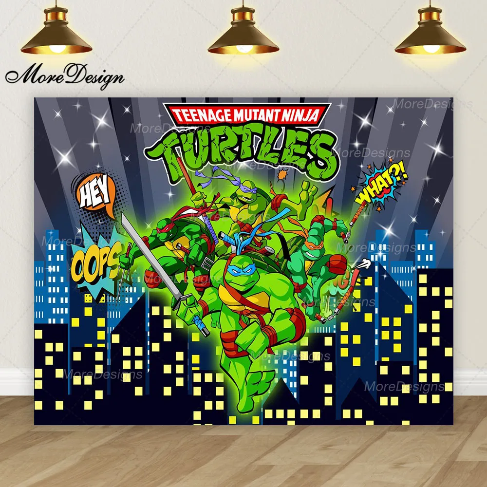 Teenage Mutant Ninja Turtles Backdrop Boys Birthday Party Tortoise Hero Turtle Banner Vinyl Polyester Fabric Photo Background