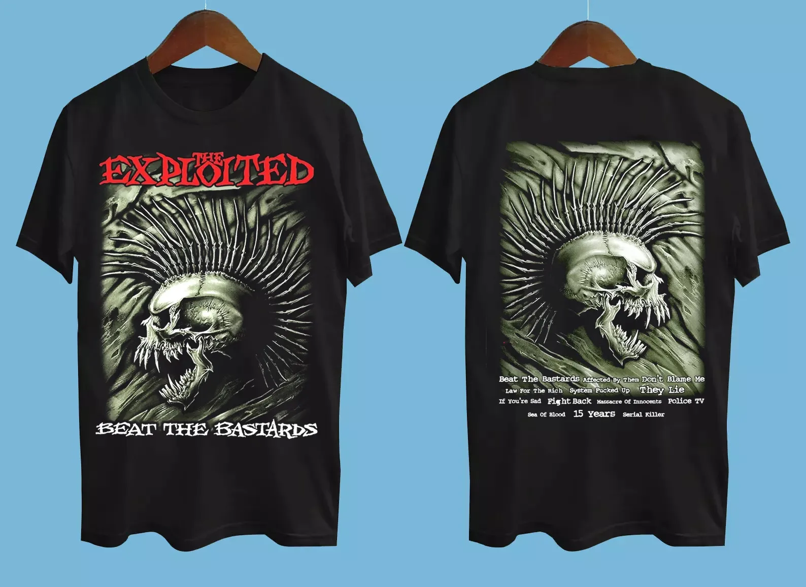 تي شيرت The Exploited Beat The Bastards Tour هدية لمحبي 5XL على الجانبين BM1130