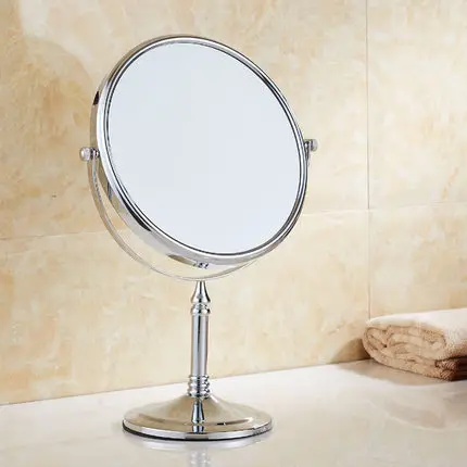 Desktop Double Side Makeup Mirror 8 Inches Rotating Shave Makeup 3x Magnifying Mirror Dresser Bathroom Grooming Accessories