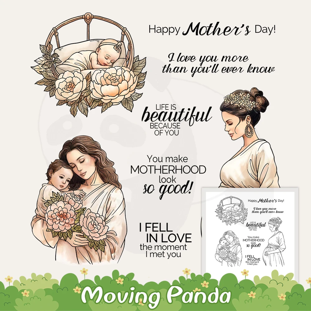 Great Mom Pregnat Women And Baby Clear Stamp Mother's Day Gifts DIY Scrapbooking Supplies Silicone Stamp For Cards Albums Decor