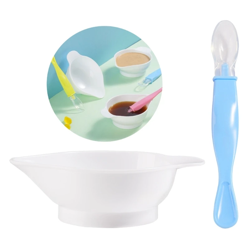 Baby Bowl Spoon Set Kid Feeding Essential Self Feeding Set Bowl & Spoon Feeding Supplies