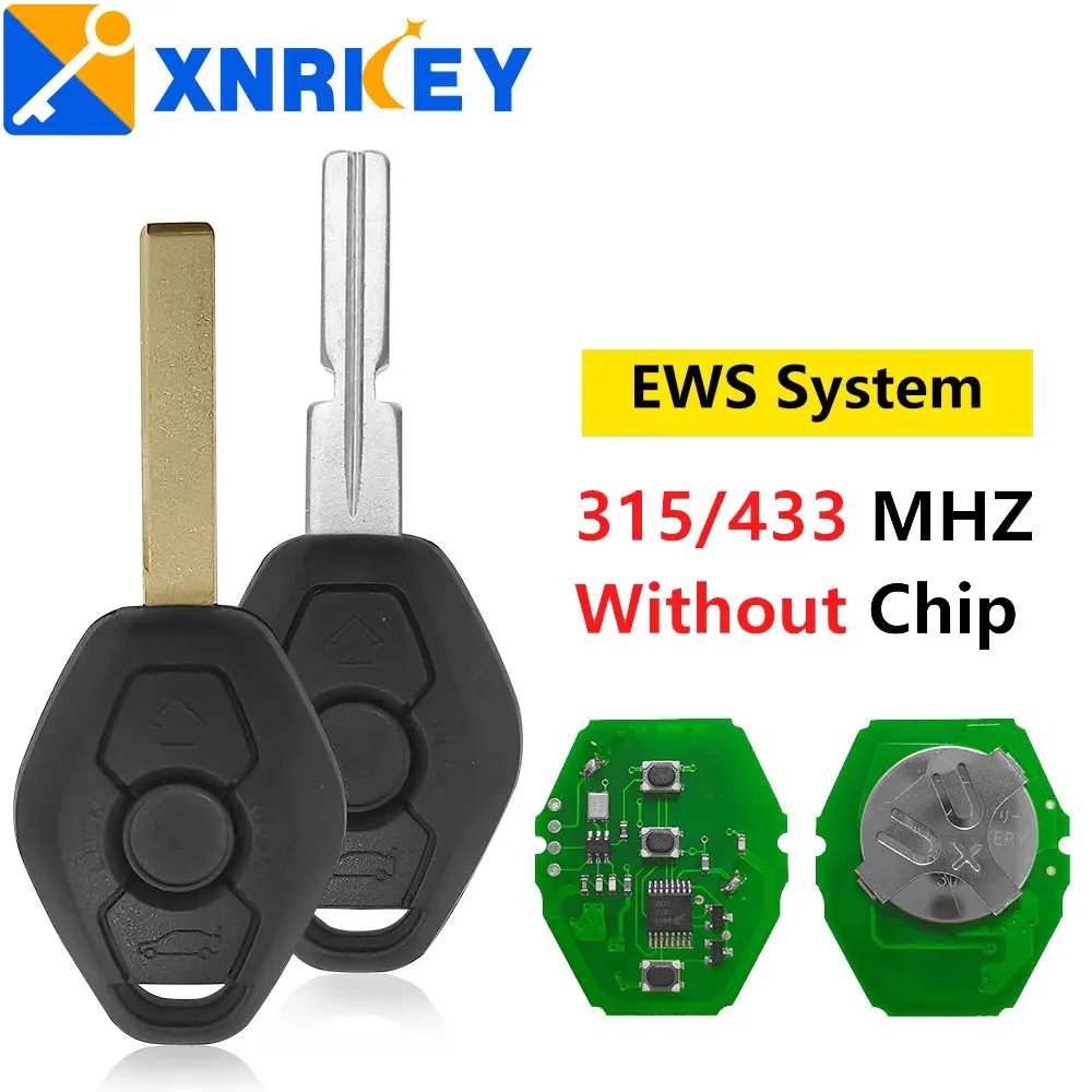 

XNRKEY For BMW 3 Button Remote Key 315/433 Mhz HU58/HU92 Blade 1 3 5 7 Series E38 E39 E46 EWS System Car Key (Not Adjustable)