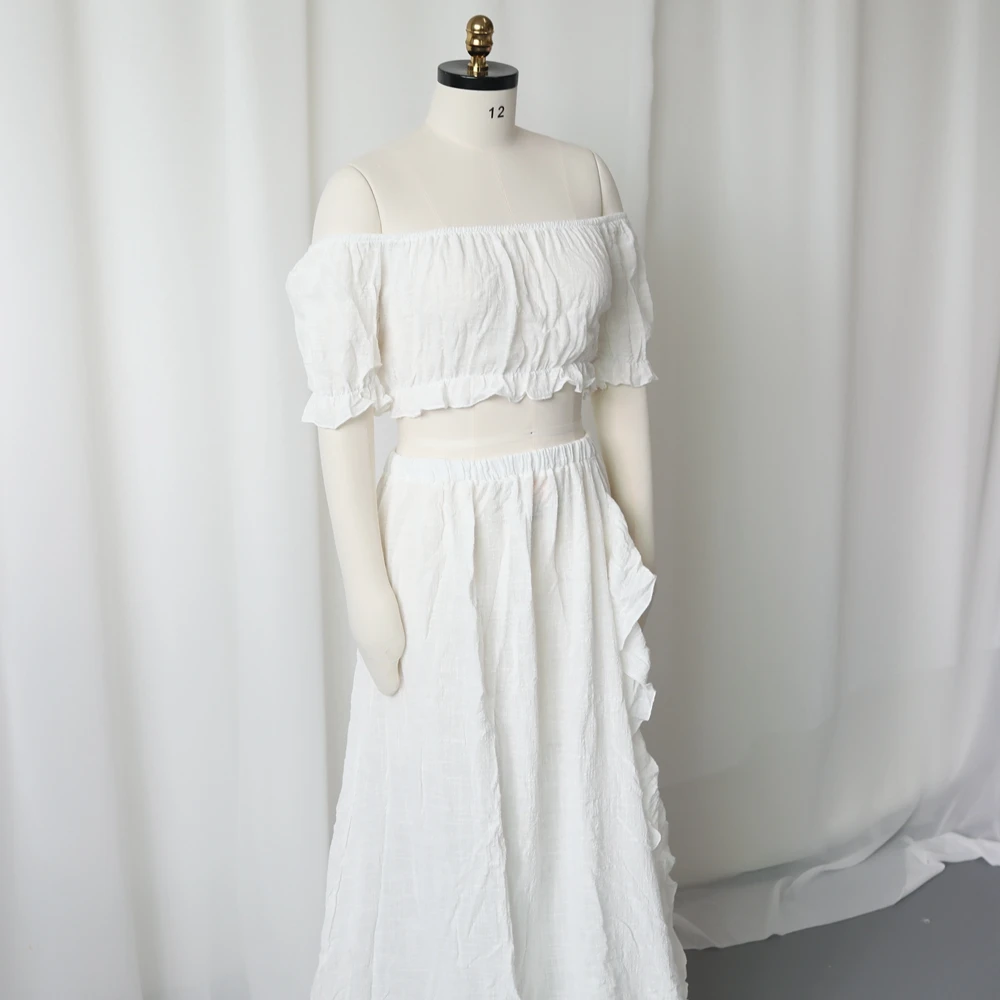 Böhmisches Umstandskleid für die Schwangerschaft, Sitzungskleid, Fotoshooting mit seitlichem Schlitz, Rüschen, Übergröße, zweiteilige Vintage-Kleider für Damen