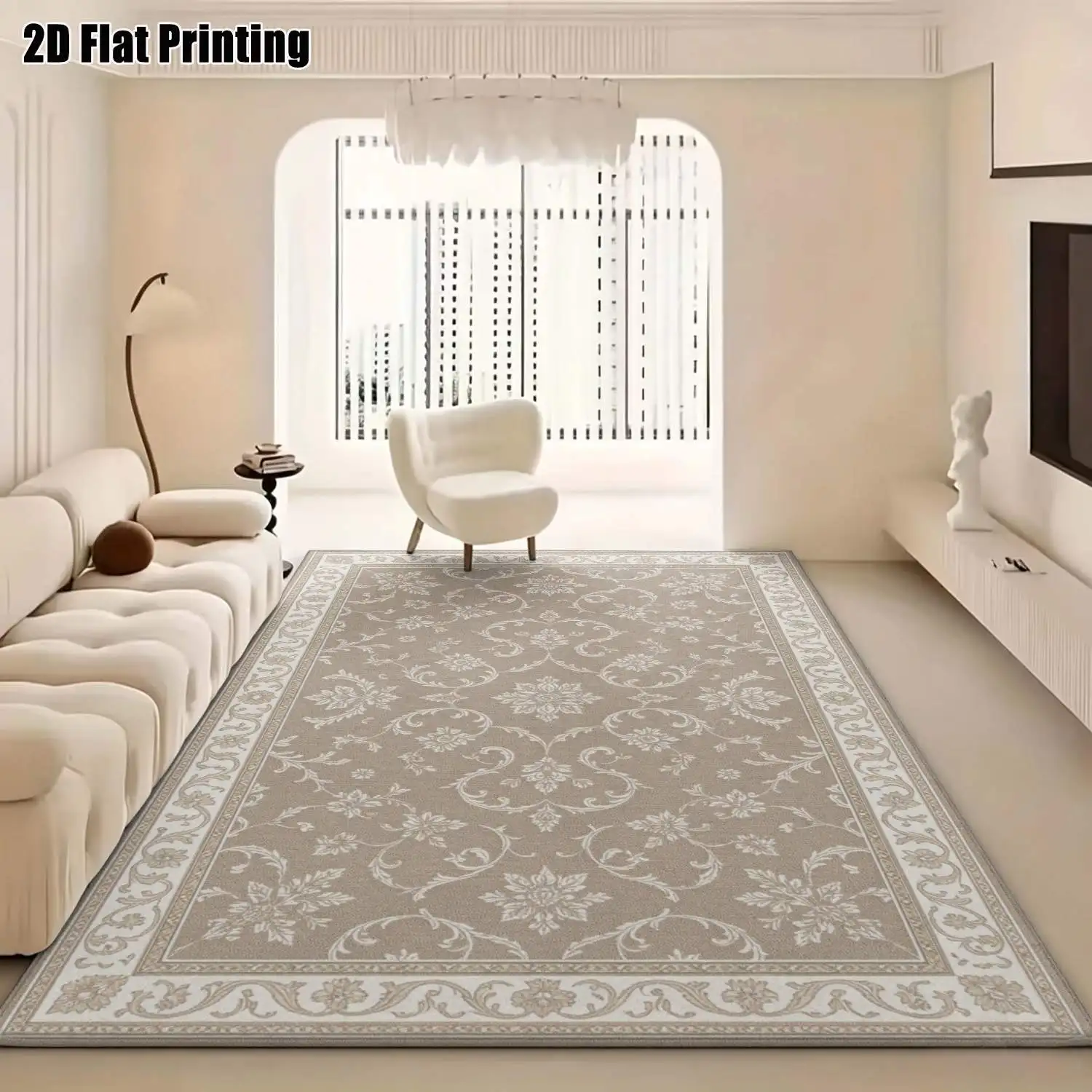 Beige Floral Vine Carpet European Vintage Style