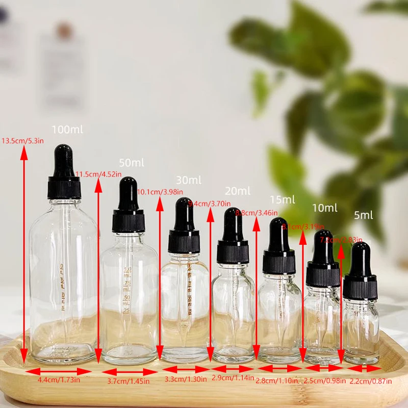 Dropper Bottles With Scale Reagent Eye Drop Transparent Glass Aromatherapy Liquid Pipette Bottle Refillable Bottles Travel