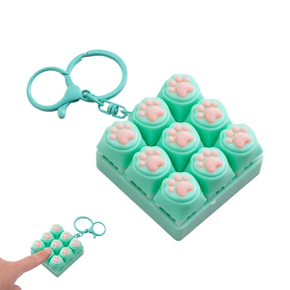 Cat Paw Button Keycap Fidget Keychain