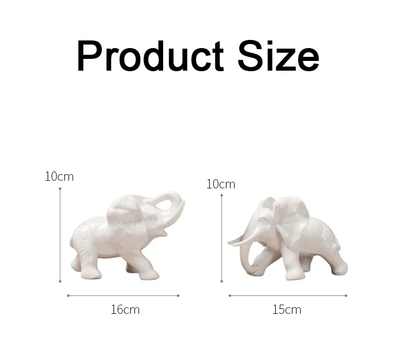 2 Piece Ceramic Elephant Sculpture Statue Set Household Living Room Desktop Ornament Crafts Decorations