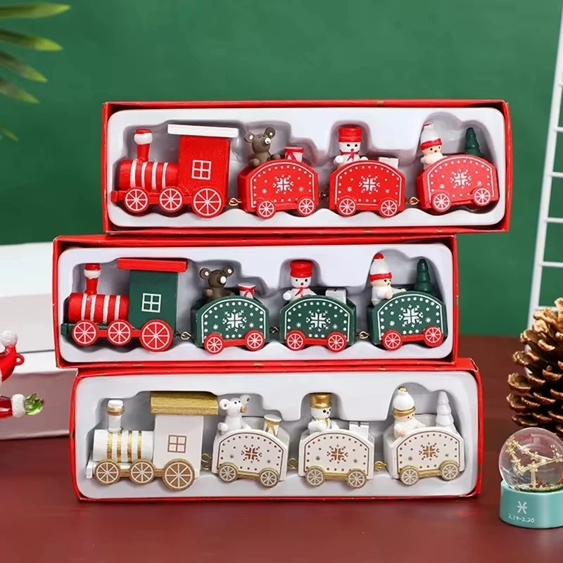 Christmas Train Merry Christmas Decorations For Home 2024 Cristmas Wooden Ornament Xmas Navidad Noel Gifts New Year 2025