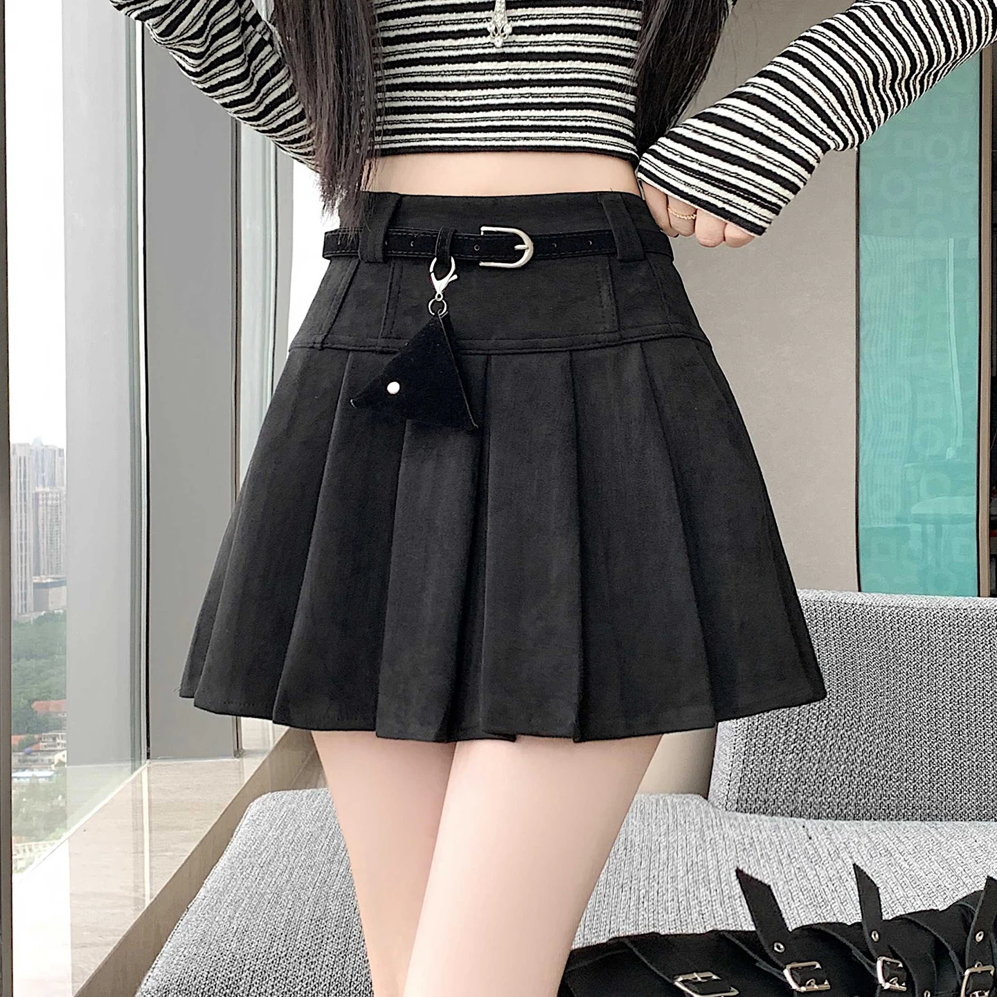 

Женская черно-коричневая осенне-зимняя повседневная мини-юбка Y2K Harajuku в уличном стиле, короткая юбка трапециевидной формы в стиле ретро, модная одежда для колледжа