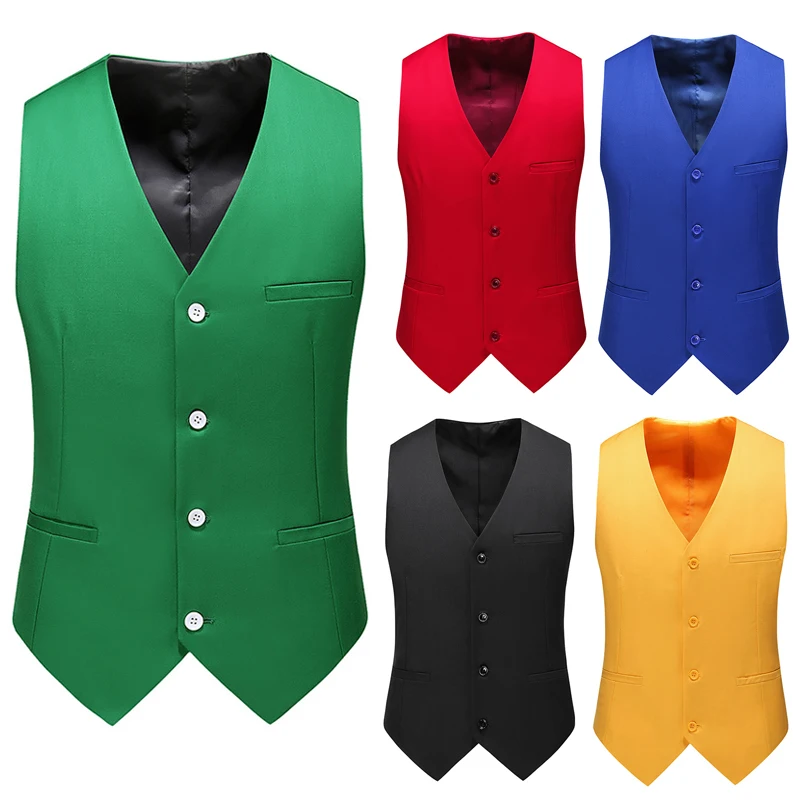 Men Solid-Colour Suit Waistcoat in 17 Colours One Breasted Formal Vest Suitable for Business Occasions and Wedding Receptions
