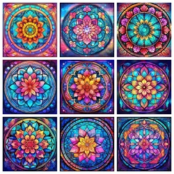 AZQSD Diamond Painting Mandala Flower Cross Stitch Needlework Mosaic Embroidery Floral Full Square Round Home Decor