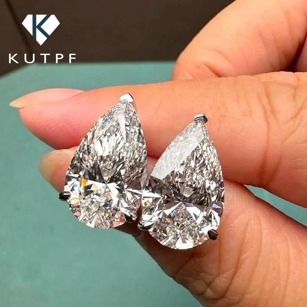 Kolczyki sztyfty z moissanitem w kształcie kropli wody z certyfikatem, 1-4CT, diamentowe kolczyki w kształcie gruszki, srebrna biżuteria S925 dla kobiet i mężczyzn.