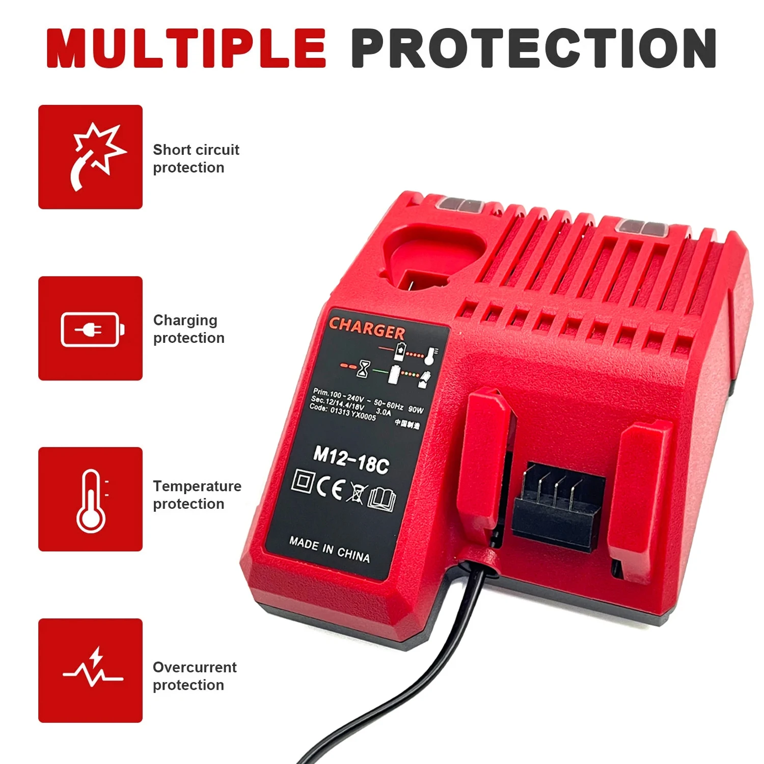 3A Rapid Fast Charger Replacement – 12V/14V/18V Multi-Voltage for Milwaukee  Dual Port