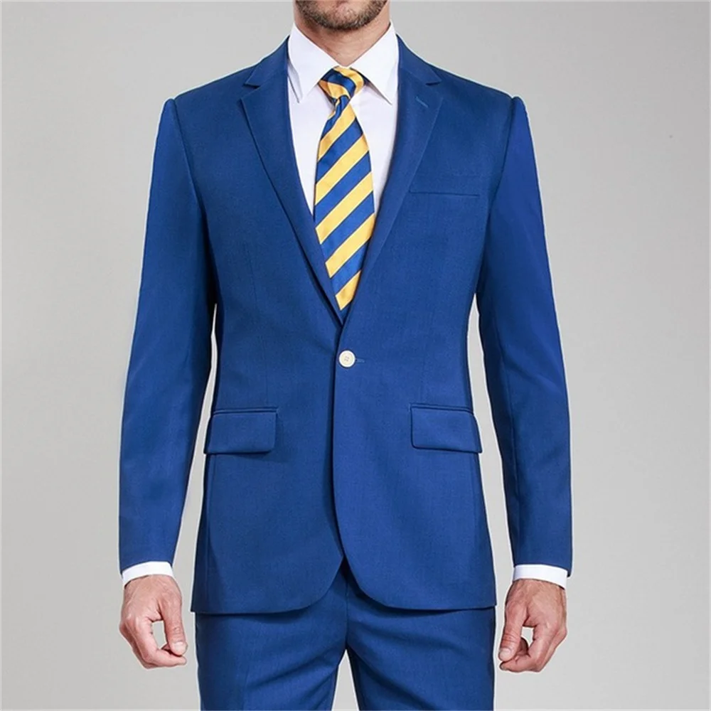 

Royal Blue 2 Pieces Wedding Business Groom Prom Suits for Men Masculino Trajes De Hombre Suit For Male 2Pieces(Jacket+Pant+Tie)