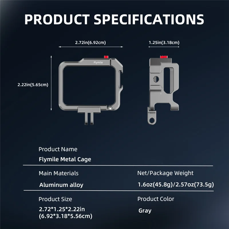 A34M-Flymile Cage untuk Insta360 GO 3 / GO3S Casing Bingkai Pelindung Sangkar Kamera Aksesori Dudukan Rilis Cepat Magnetik