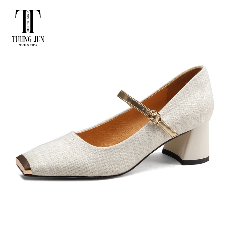 

TULING JUN 2024 Spring Autumn Elegant Woman Square Head Solid Colors Concise Single Shoes High Heels Pumps For Female T-6005